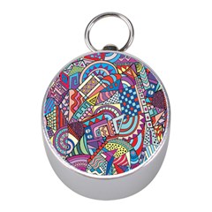 Abstract Art Color Geometry Pattern Mini Silver Compasses by danenraven