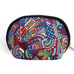 Abstract Art Color Geometry Pattern Accessory Pouch (medium) by danenraven