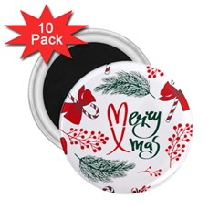 Merry Xmas Seamless Christmas Pattern 2 25  Magnets (10 Pack) 