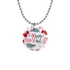 Merry Xmas Seamless Christmas Pattern 1  Button Necklace by danenraven