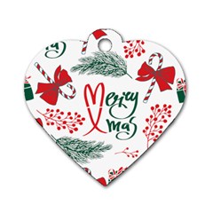 Merry Xmas Seamless Christmas Pattern Dog Tag Heart (two Sides) by danenraven