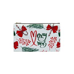 Merry Xmas Seamless Christmas Pattern Cosmetic Bag (small) by danenraven