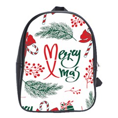 Merry Xmas Seamless Christmas Pattern School Bag (xl) by danenraven