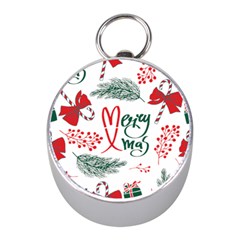 Merry Xmas Seamless Christmas Pattern Mini Silver Compasses by danenraven