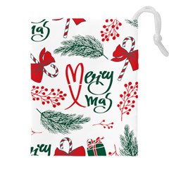 Merry Xmas Seamless Christmas Pattern Drawstring Pouch (4xl) by danenraven