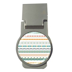 Pattern Colored Line Watercolor Painting Blue Color Splash Money Clips (round)  by danenraven