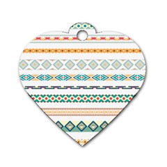 Pattern Colored Line Watercolor Painting Blue Color Splash Dog Tag Heart (two Sides) by danenraven