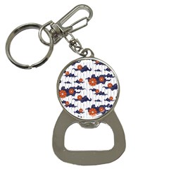 Blue And White Pottery Pattern Bottle Opener Key Chain by danenraven