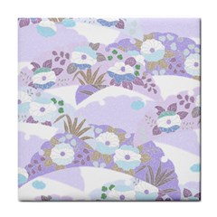 Purple Japanese Pattern Texture Violet Textile Tile Coaster by danenraven