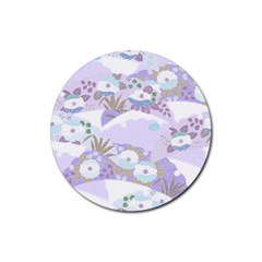 Purple Japanese Pattern Texture Violet Textile Rubber Round Coaster (4 Pack) by danenraven