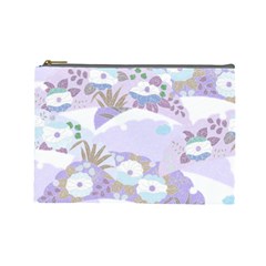 Purple Japanese Pattern Texture Violet Textile Cosmetic Bag (large) by danenraven