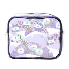 Purple Japanese Pattern Texture Violet Textile Mini Toiletries Bag (one Side) by danenraven