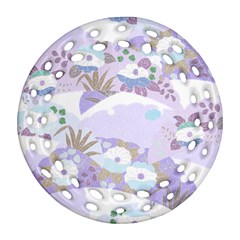 Purple Japanese Pattern Texture Violet Textile Round Filigree Ornament (two Sides) by danenraven