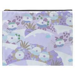 Purple Japanese Pattern Texture Violet Textile Cosmetic Bag (xxxl) by danenraven