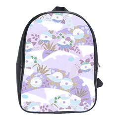 Purple Japanese Pattern Texture Violet Textile School Bag (xl) by danenraven