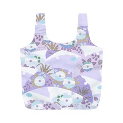 Purple Japanese Pattern Texture Violet Textile Full Print Recycle Bag (m) by danenraven