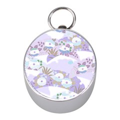 Purple Japanese Pattern Texture Violet Textile Mini Silver Compasses by danenraven