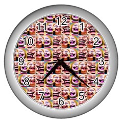 Funny Monsters Teens Collage Wall Clock (silver) by dflcprintsclothing