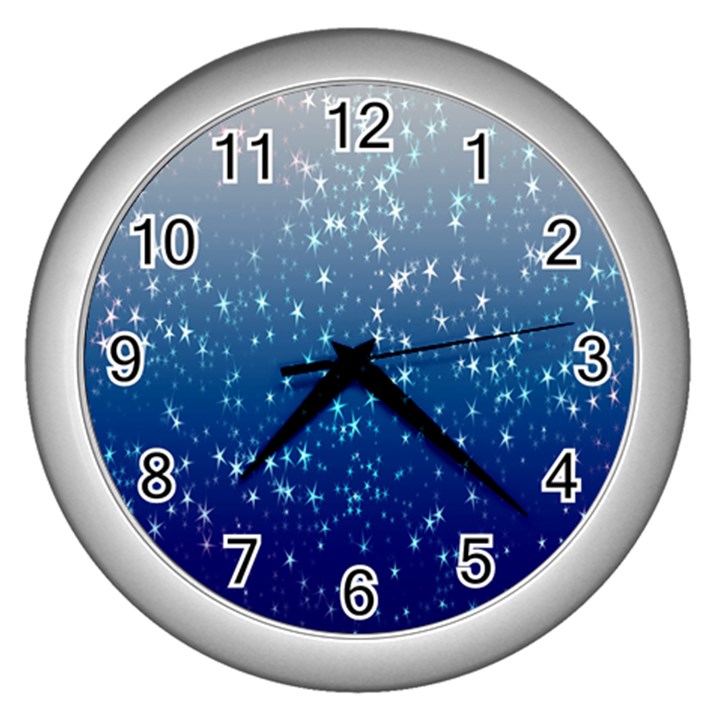 Stars-4 Wall Clock (Silver)