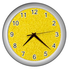 Bright Yellow Crunchy Sprinkles Wall Clock (silver) by nateshop