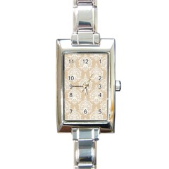 Clean Brown And White Ornament Damask Vintage Rectangle Italian Charm Watch by ConteMonfrey