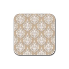 Clean Brown And White Ornament Damask Vintage Rubber Coaster (square) by ConteMonfrey