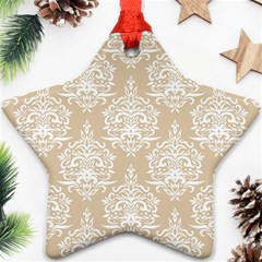 Clean Brown And White Ornament Damask Vintage Star Ornament (two Sides) by ConteMonfrey