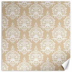 Clean Brown And White Ornament Damask Vintage Canvas 16  X 16  by ConteMonfrey