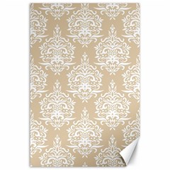 Clean Brown And White Ornament Damask Vintage Canvas 24  X 36  by ConteMonfrey