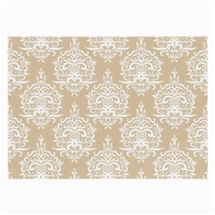 Clean Brown And White Ornament Damask Vintage Large Glasses Cloth (2 Sides) by ConteMonfrey