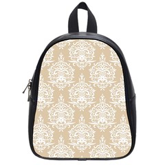 Clean Brown And White Ornament Damask Vintage School Bag (small) by ConteMonfrey