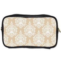 Clean Brown And White Ornament Damask Vintage Toiletries Bag (two Sides) by ConteMonfrey