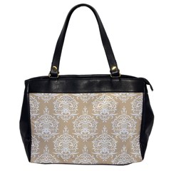 Clean Brown And White Ornament Damask Vintage Oversize Office Handbag by ConteMonfrey