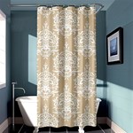 Clean Brown And White Ornament Damask Vintage Shower Curtain 36  x 72  (Stall)  Curtain(36 X72 ) - 33.26 x66.24  Curtain(36 X72 )