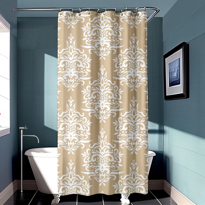 Clean Brown And White Ornament Damask Vintage Shower Curtain 36  x 72  (Stall) 