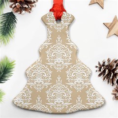 Clean Brown And White Ornament Damask Vintage Christmas Tree Ornament (two Sides) by ConteMonfrey