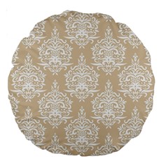 Clean Brown And White Ornament Damask Vintage Large 18  Premium Round Cushions by ConteMonfrey