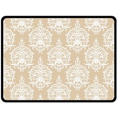 Clean Brown And White Ornament Damask Vintage Double Sided Fleece Blanket (large)  by ConteMonfrey