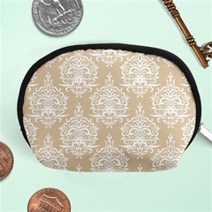 Clean Brown And White Ornament Damask Vintage Accessory Pouch (medium) by ConteMonfrey