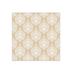 Clean Brown And White Ornament Damask Vintage Satin Bandana Scarf 22  X 22  by ConteMonfrey