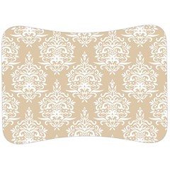 Clean Brown And White Ornament Damask Vintage Velour Seat Head Rest Cushion by ConteMonfrey