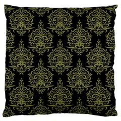 Black And Green Ornament Damask Vintage Large Flano Cushion Case (One Side)