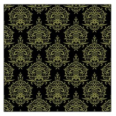 Black And Green Ornament Damask Vintage Square Satin Scarf (36  X 36 )