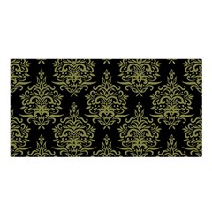 Black And Green Ornament Damask Vintage Satin Shawl 45  x 80 