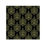 Black And Green Ornament Damask Vintage Square Satin Scarf (30  x 30 ) Front