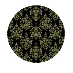 Black And Green Ornament Damask Vintage Mini Round Pill Box by ConteMonfrey