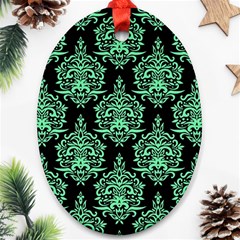 Black And Neon Ornament Damask Vintage Ornament (oval) by ConteMonfrey