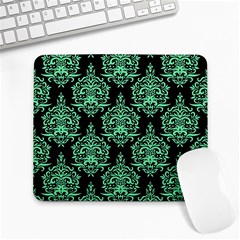 Black And Neon Ornament Damask Vintage Large Mousepads by ConteMonfrey