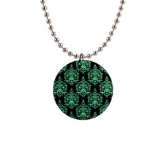 Black And Neon Ornament Damask Vintage 1  Button Necklace by ConteMonfrey