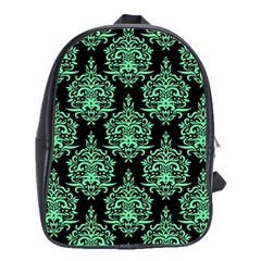 Black And Neon Ornament Damask Vintage School Bag (large) by ConteMonfrey